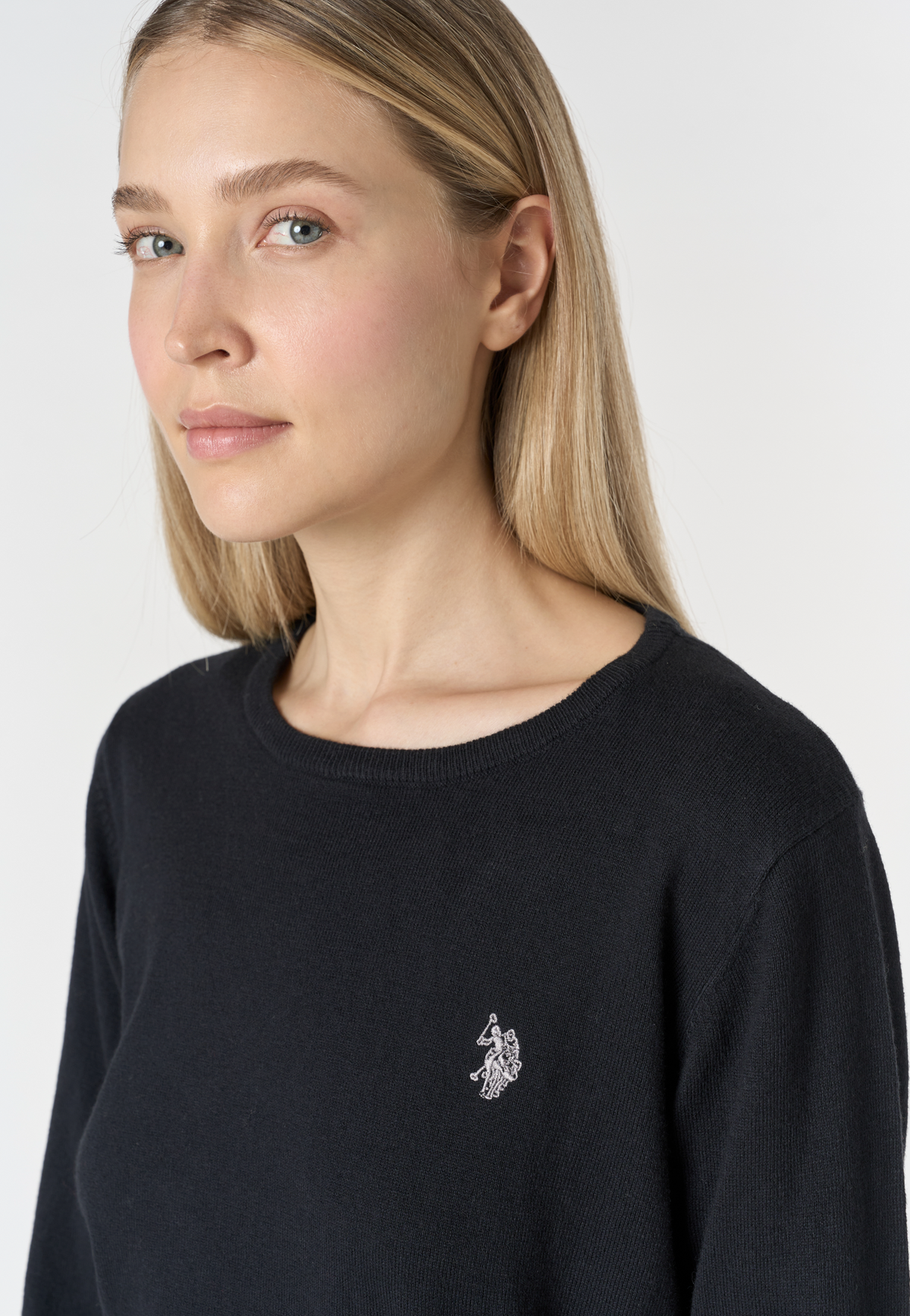 Maglia girocollo in misto cotone e cashmere