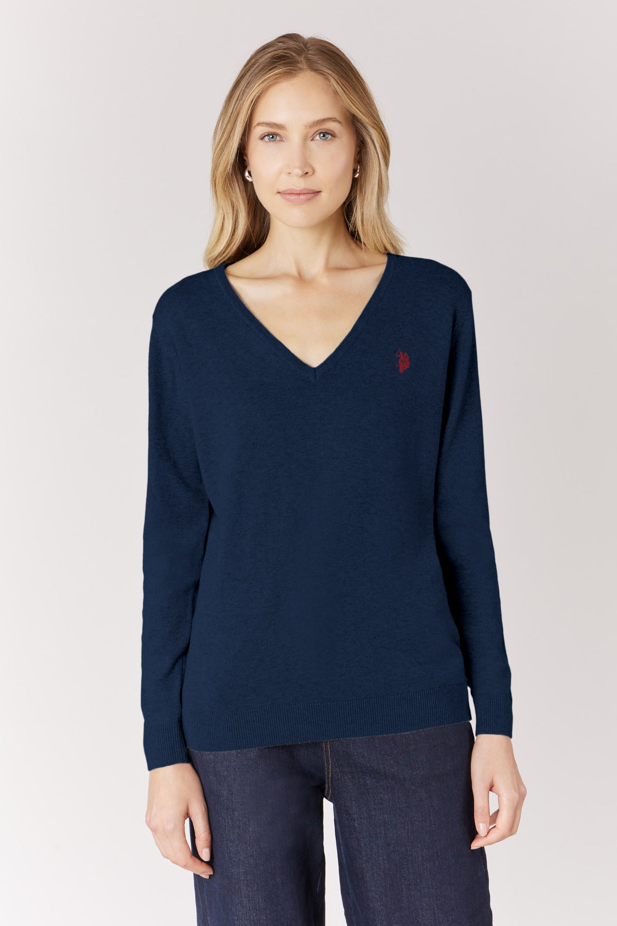 Maglia con scollo a V in cotone e cashmere