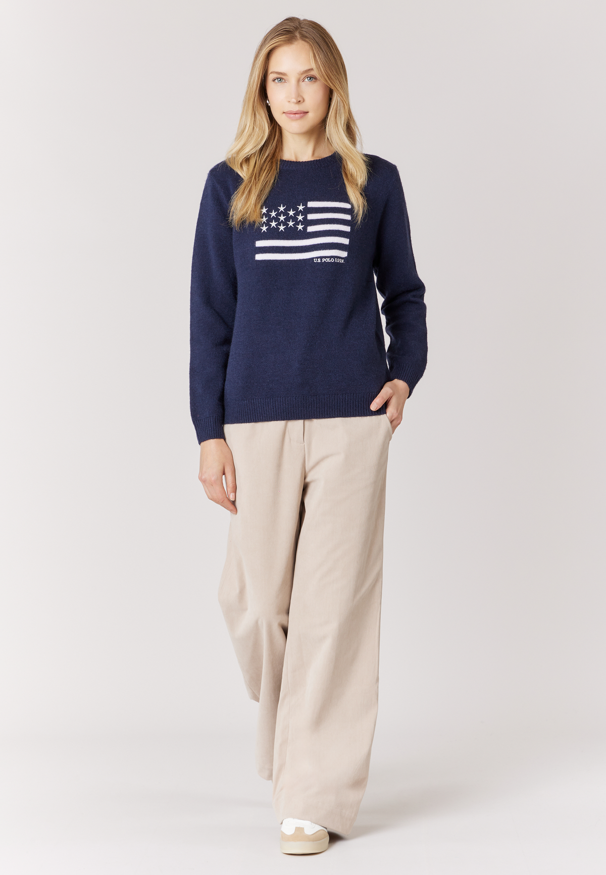 Maglia girocollo con bandiera americana