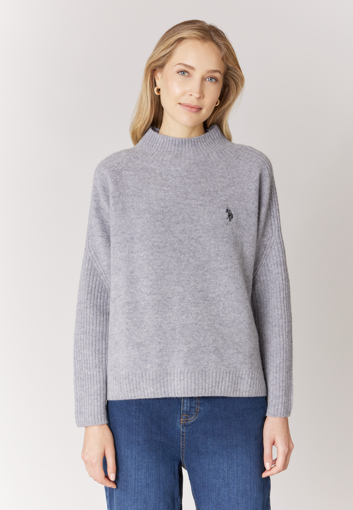 Maglia da donna a collo alto in misto lana e cashmere