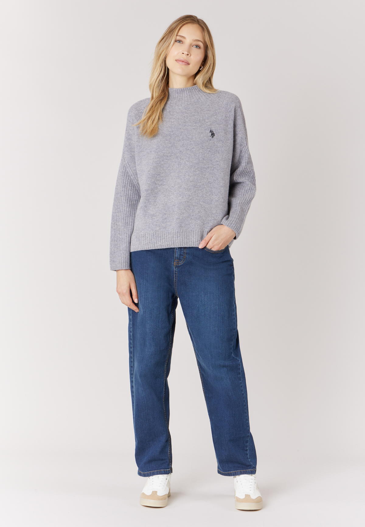 Maglia da donna a collo alto in misto lana e cashmere