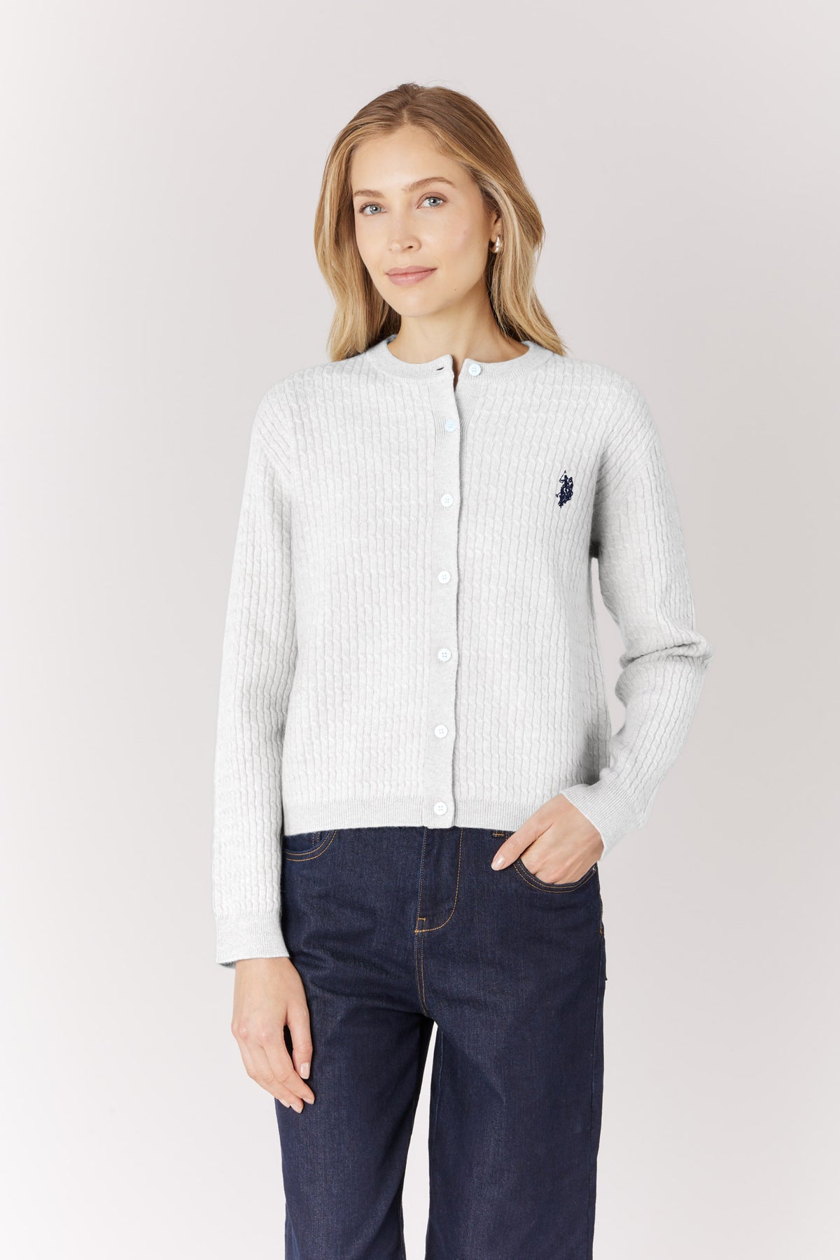 Cardigan in lana merino con lavorazione a trecce