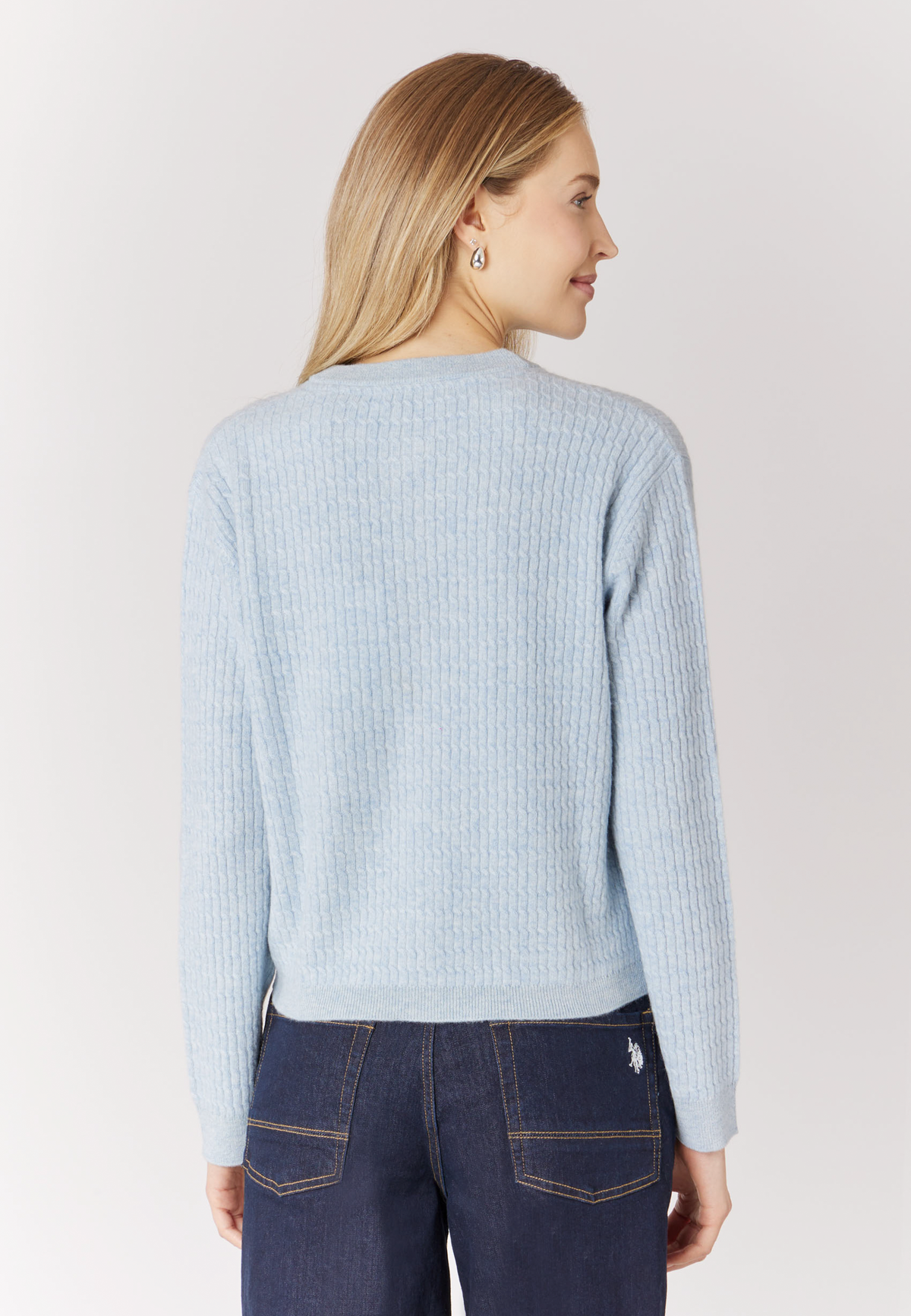 Cardigan in lana merino con lavorazione a trecce