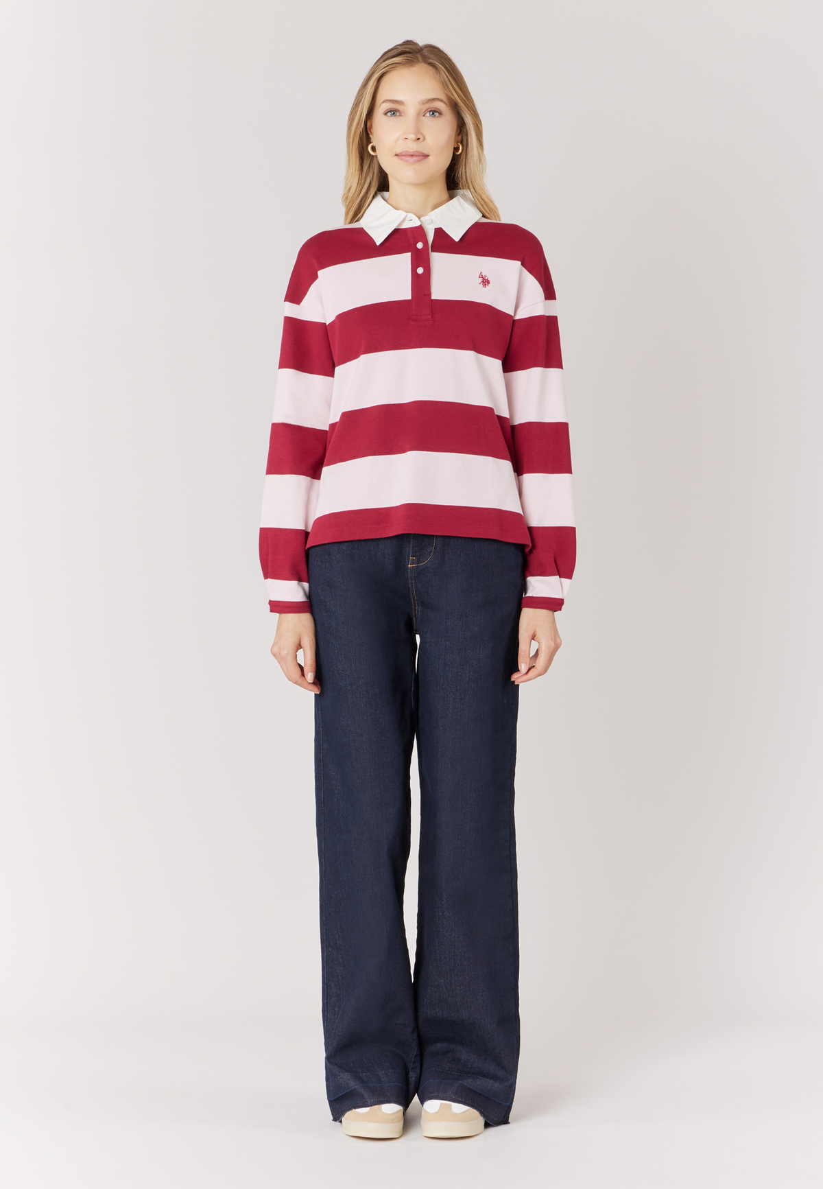Polo shirt rugby in cotone a righe bicolore
