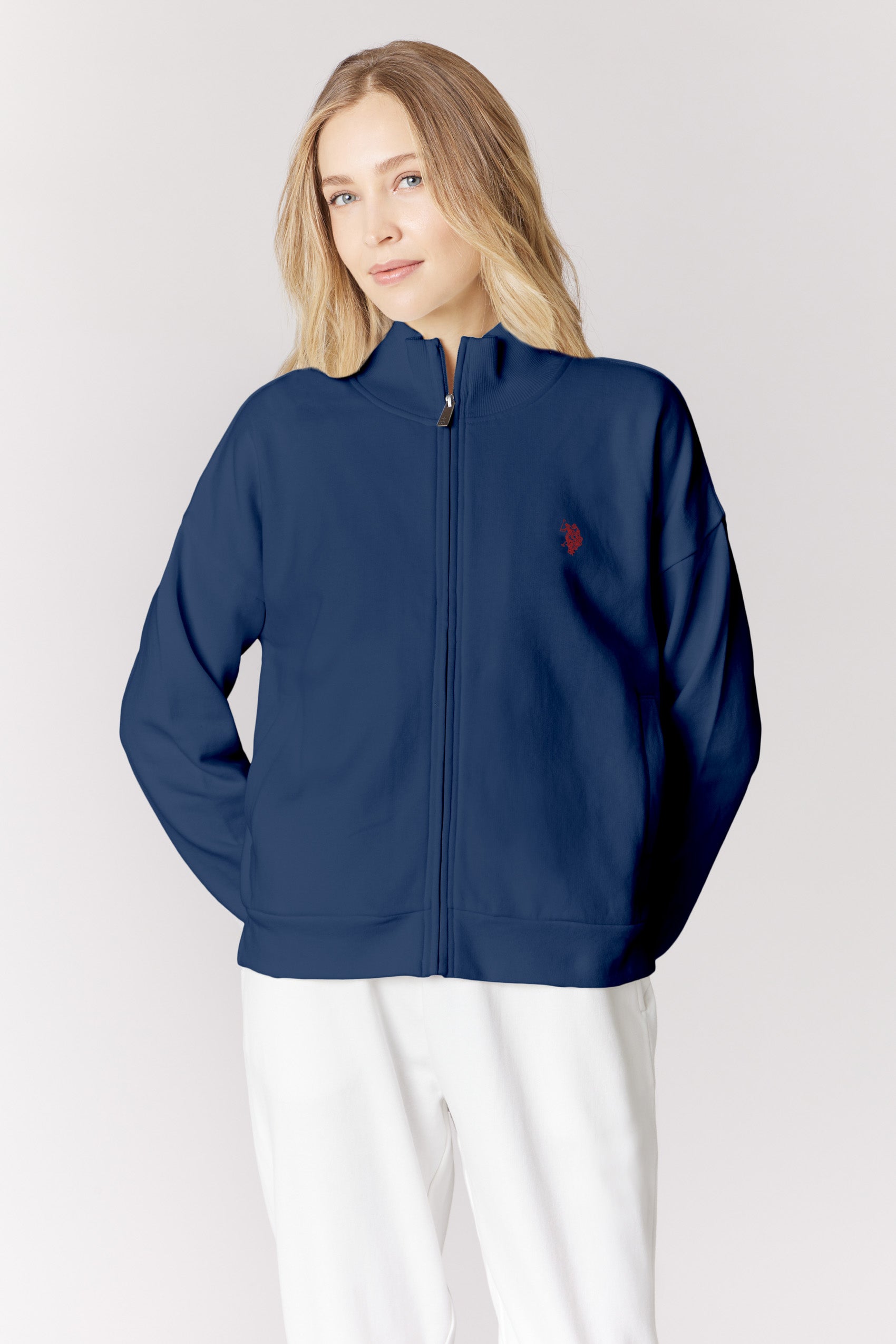 Felpa full zip da donna con collo alto