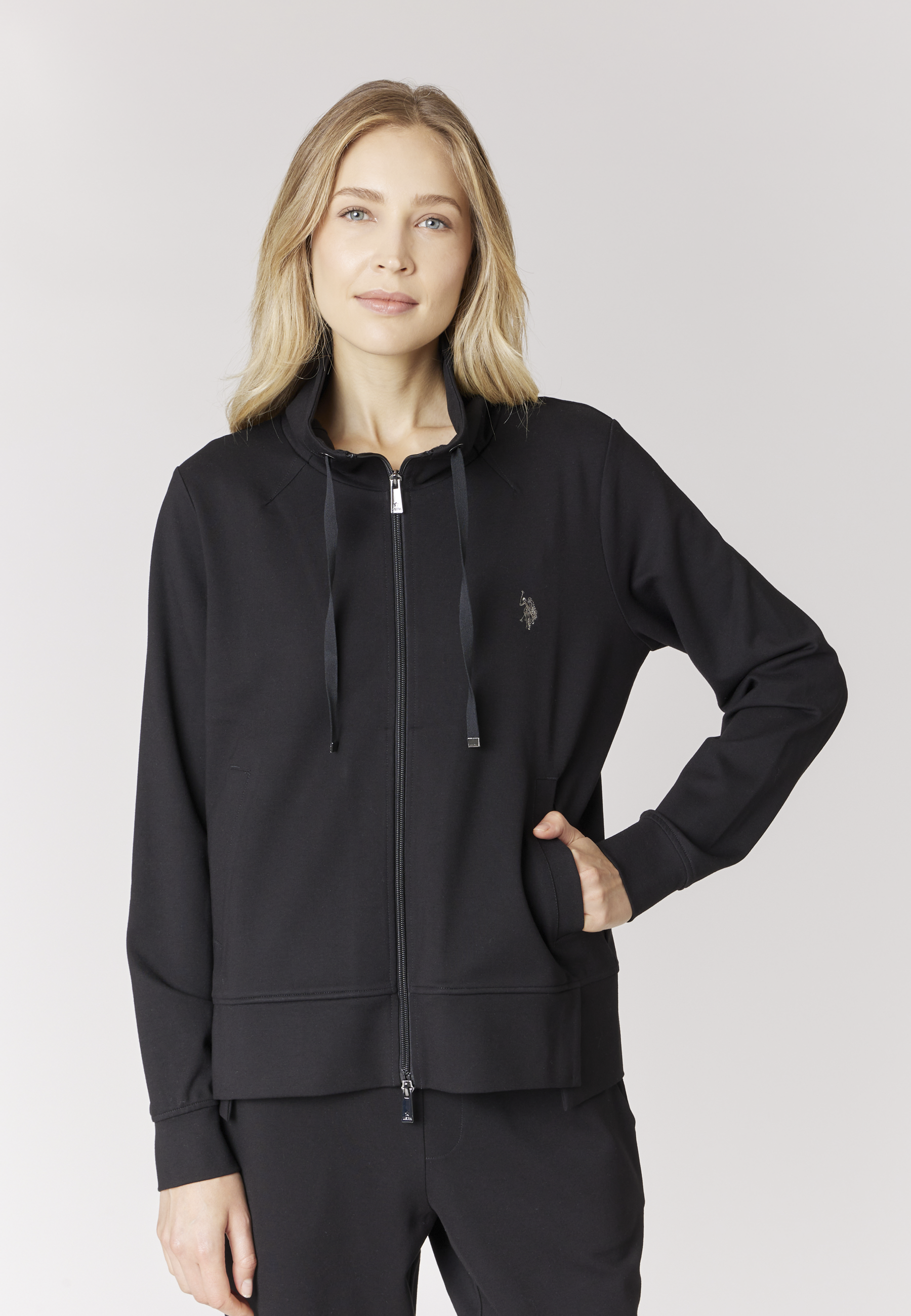 Felpa full zip da donna in punto Milano con coulisse