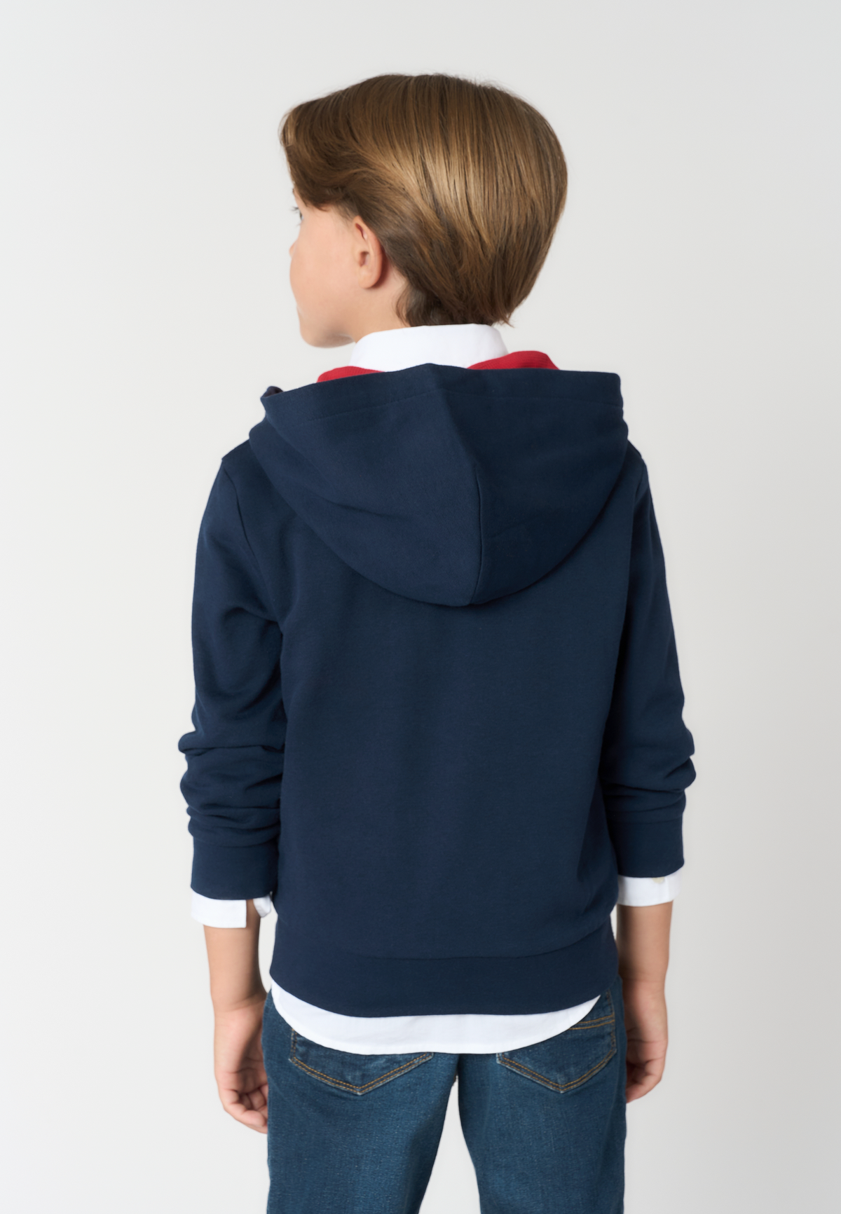Felpa con cappuccio e zip in misto cotone spazzolato