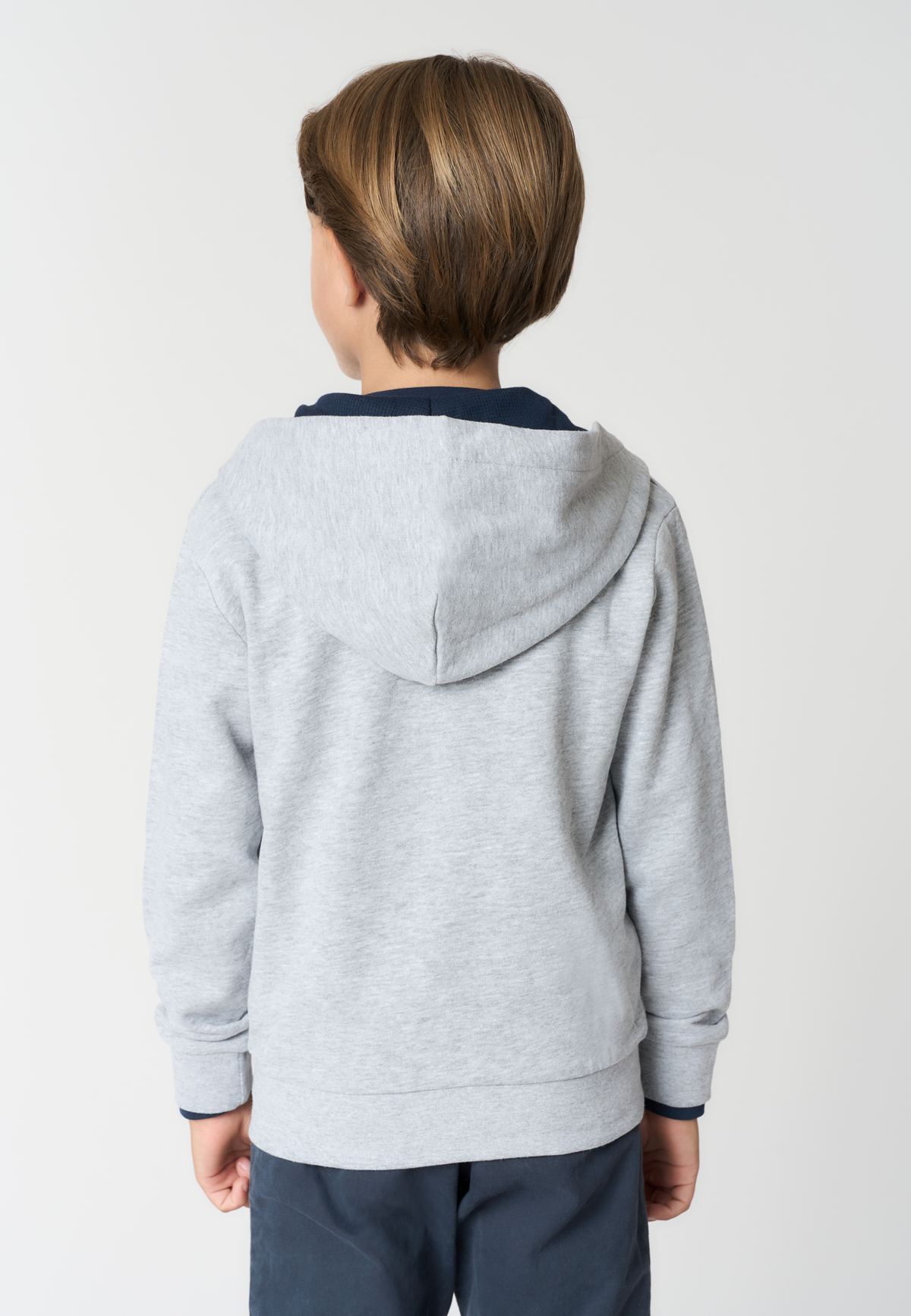 Felpa con cappuccio e zip in misto cotone spazzolato