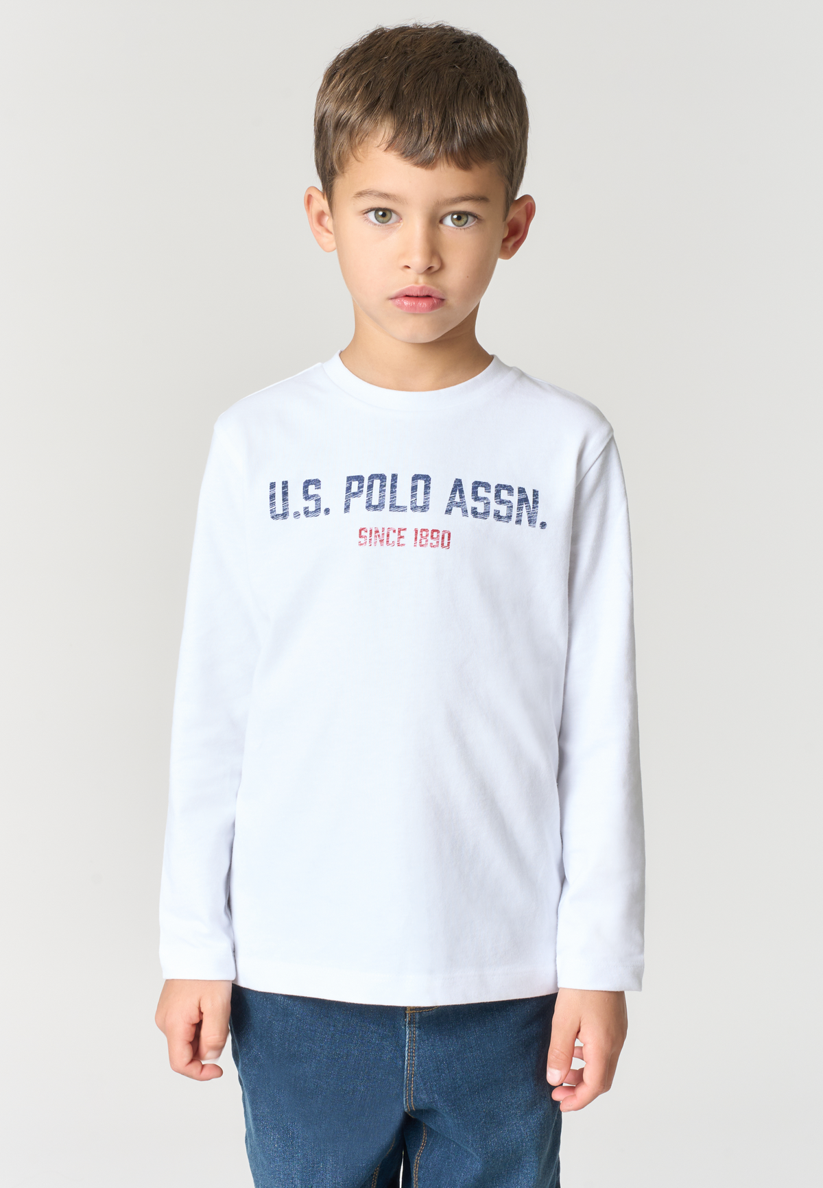 T-shirt a maniche lunghe in cotone da bambino con grafica U.S. Polo Assn.