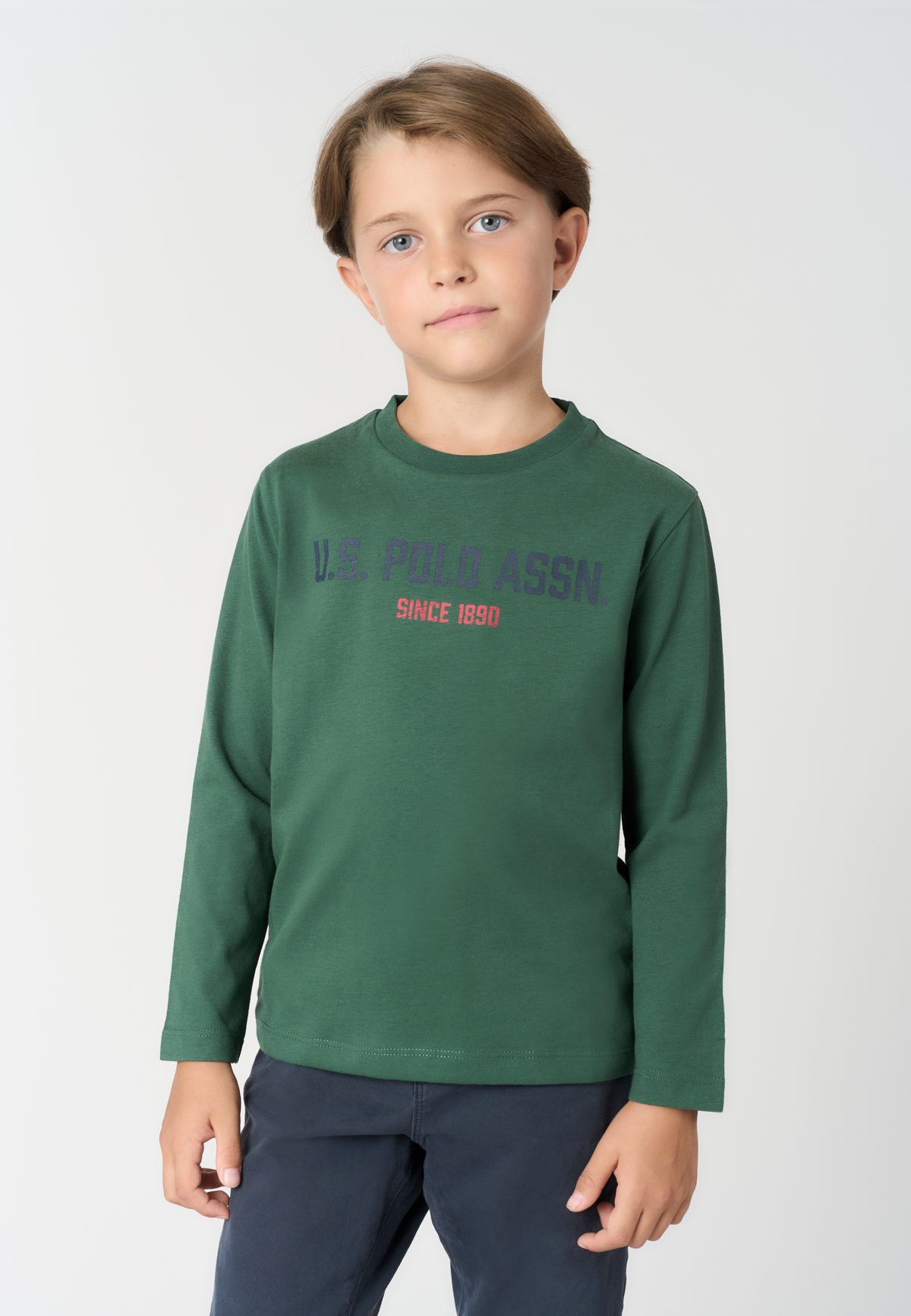 T-shirt a maniche lunghe in cotone da bambino con grafica U.S. Polo Assn.