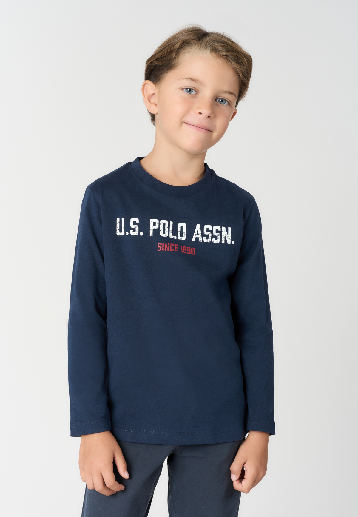T-shirt a maniche lunghe in cotone da bambino con grafica U.S. Polo Assn.