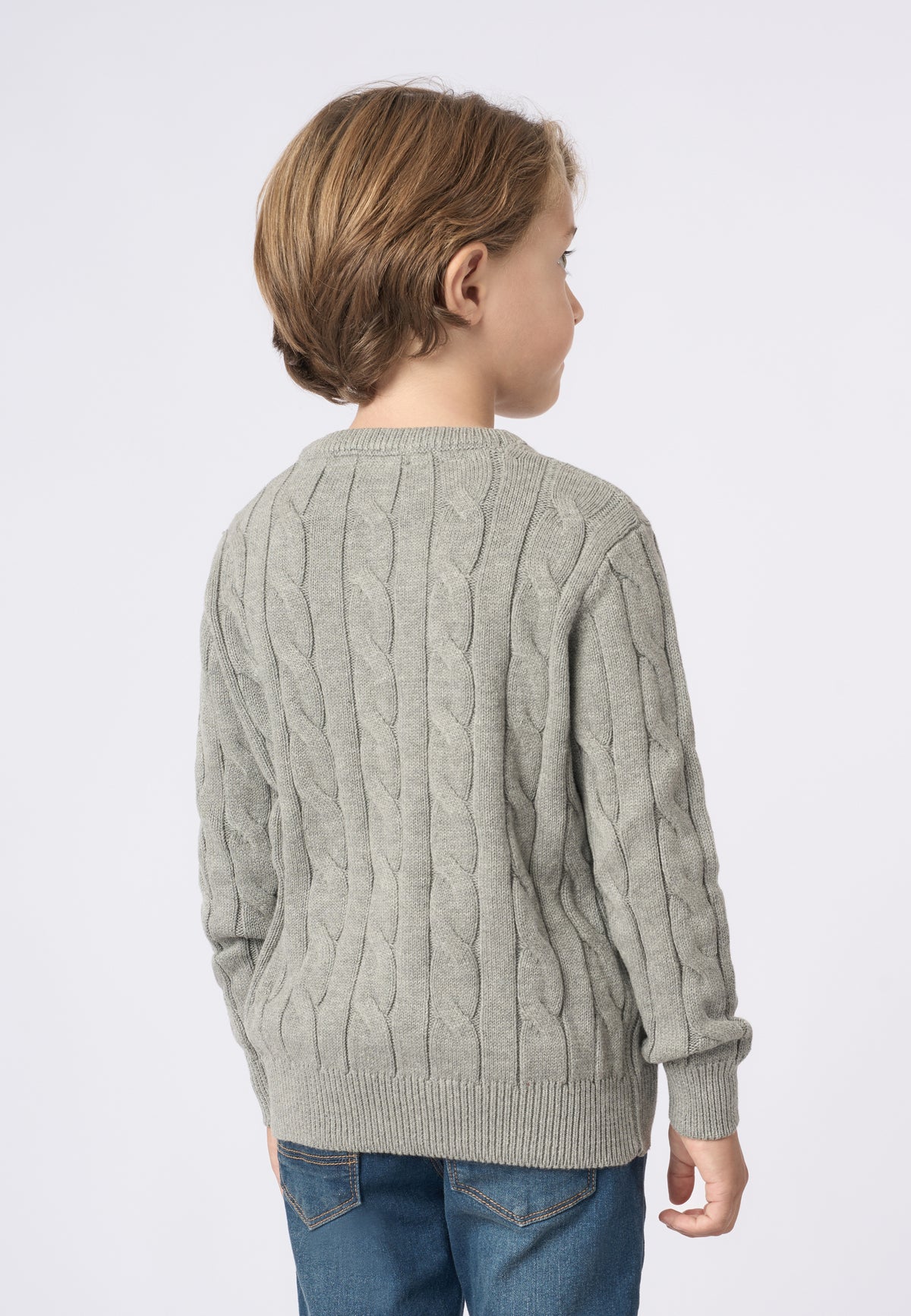 Maglione girocollo a trecce in cotone