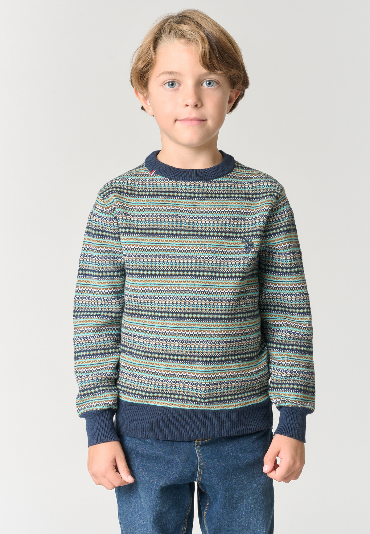 Maglione girocollo con motivo multicolor