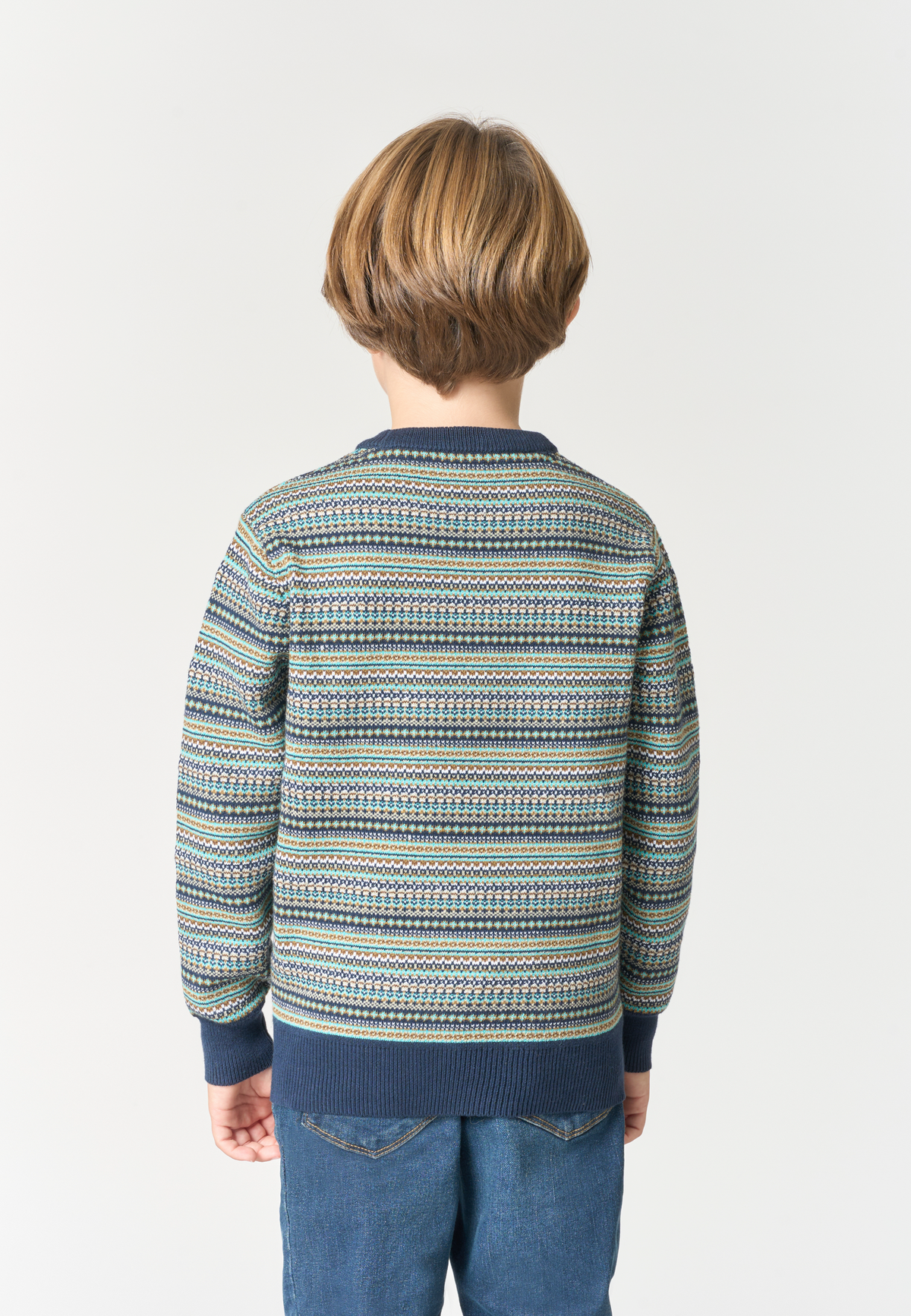 Maglione girocollo con motivo multicolor