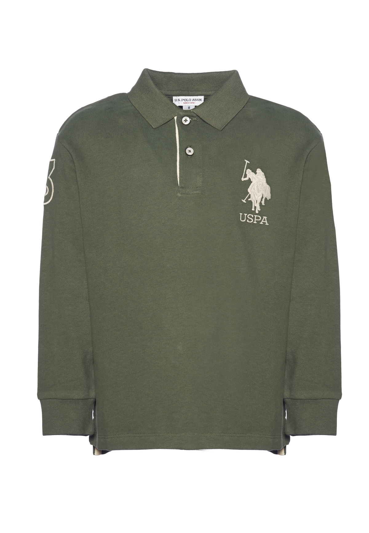 Polo shirt da bambino in cotone con maxi logo e sottocolletto colorato