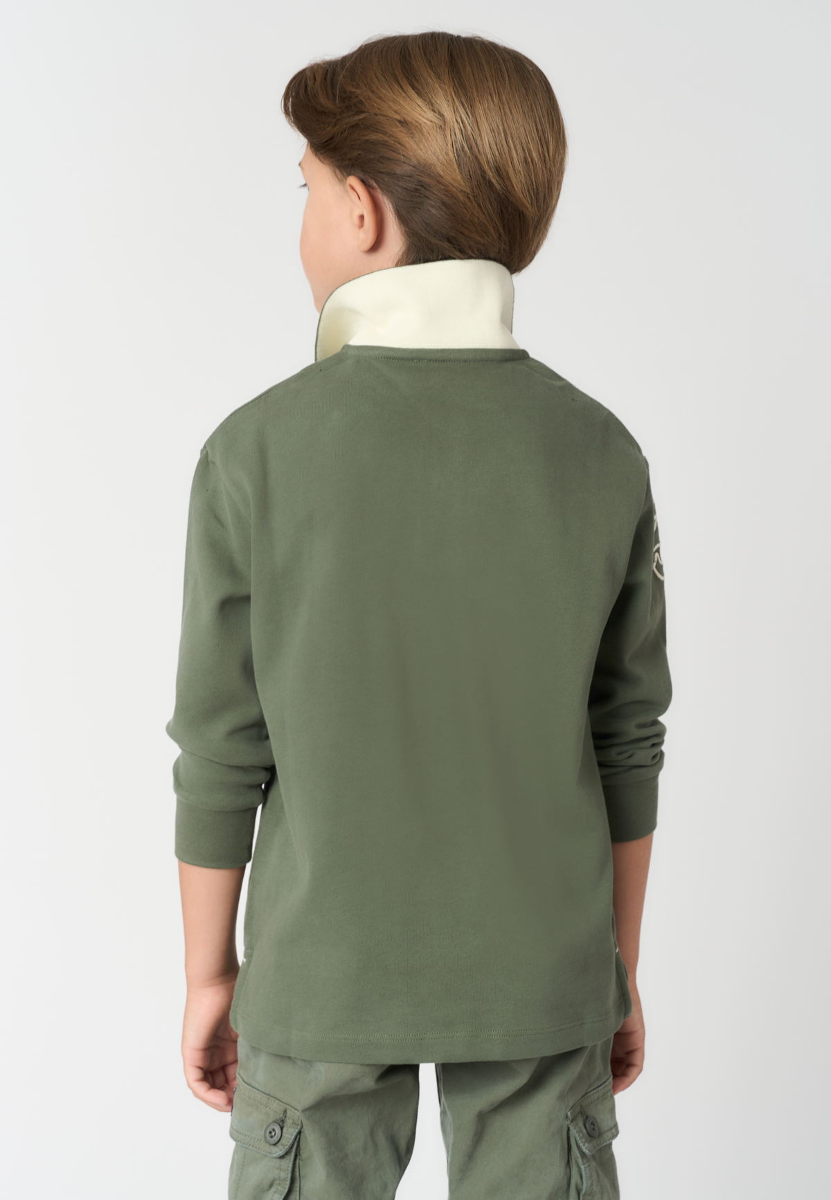 Polo shirt da bambino in cotone con maxi logo e sottocolletto colorato