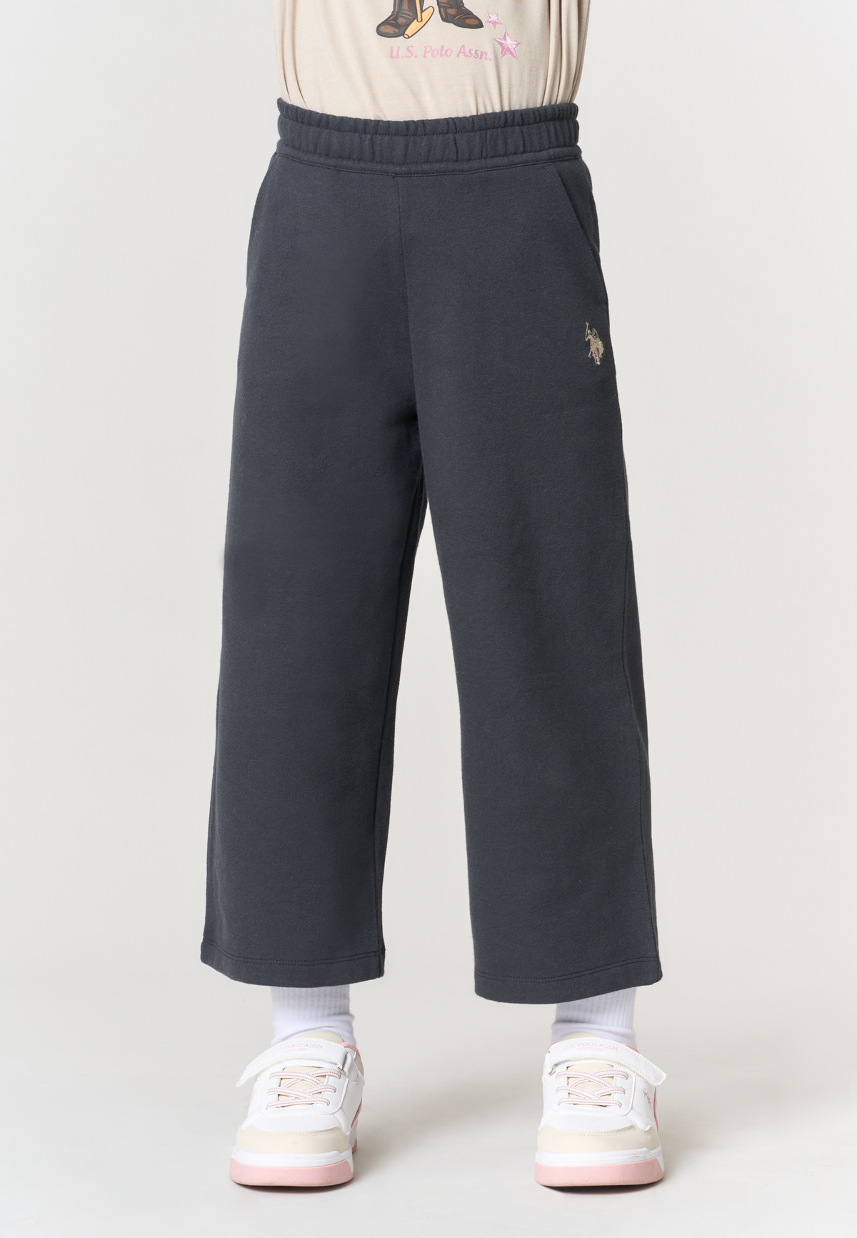 Pantalone sportivo wide leg in tessuto spazzolato
