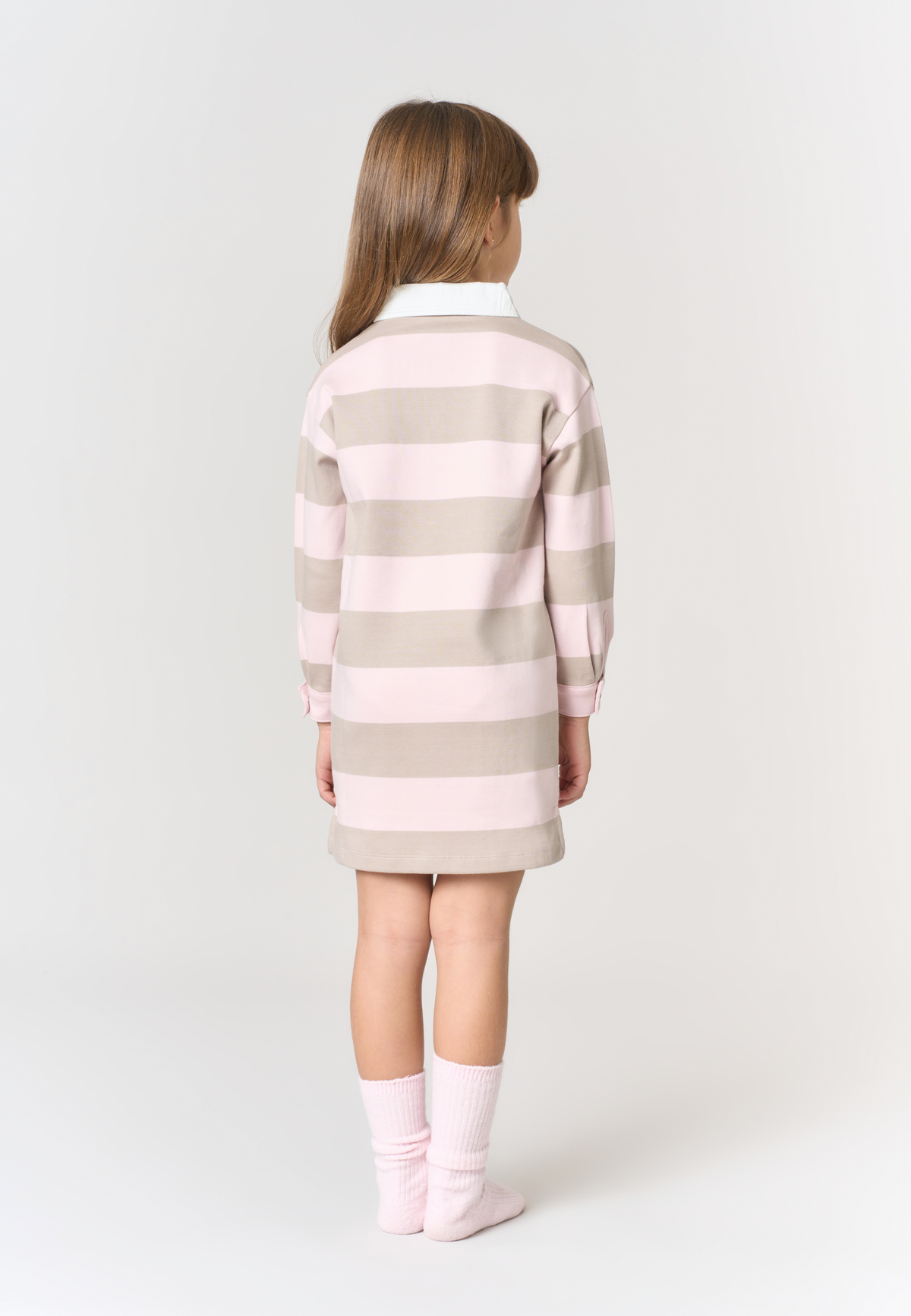 Abito in cotone a righe con colletto