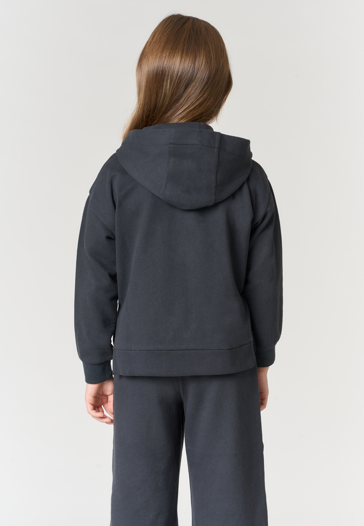Felpa con cappuccio e zip in tessuto spazzolato