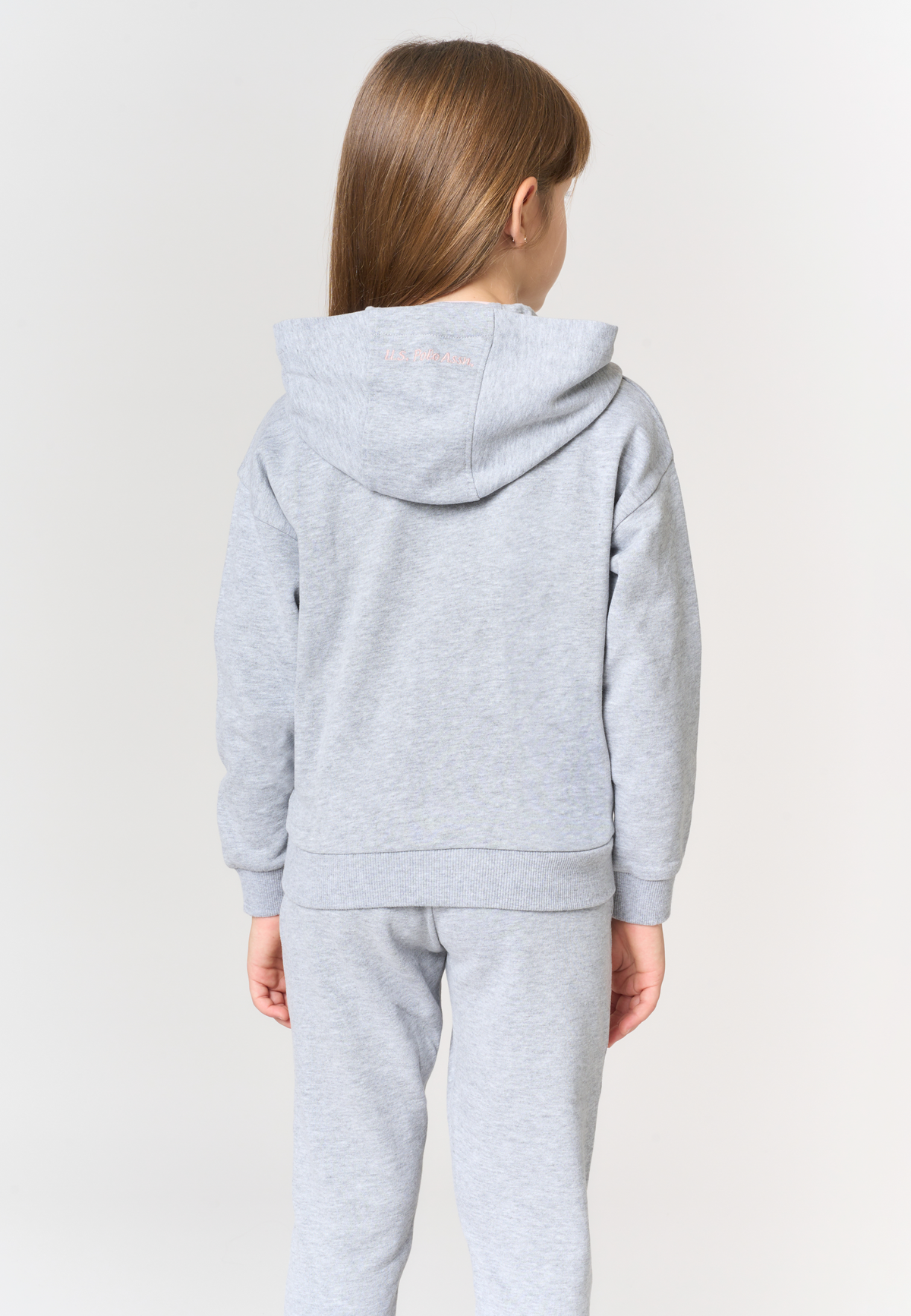 Felpa con cappuccio e zip in tessuto spazzolato mélange