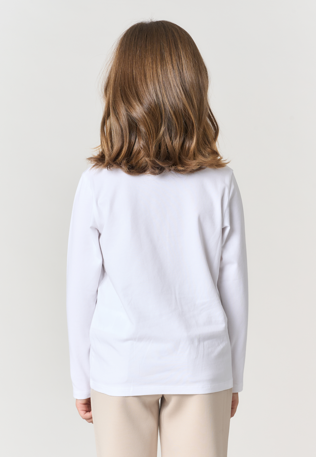T-shirt a maniche lunghe da bambina in cotone elasticizzato