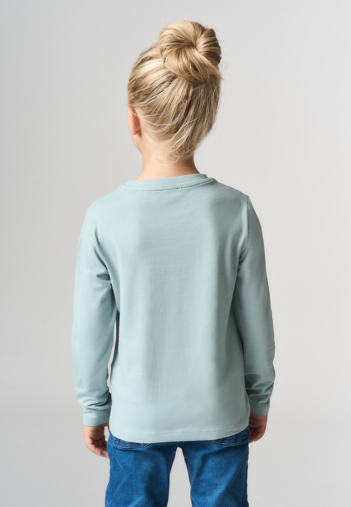T-shirt a maniche lunghe da bambina in cotone elasticizzato