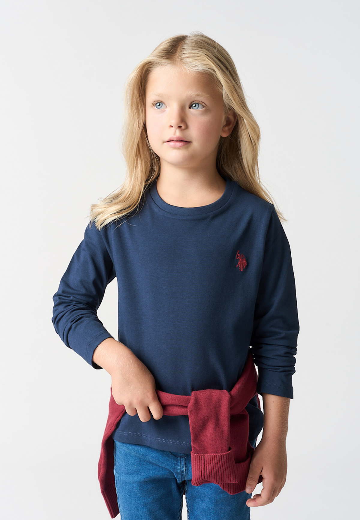 T-shirt a maniche lunghe da bambina in cotone elasticizzato