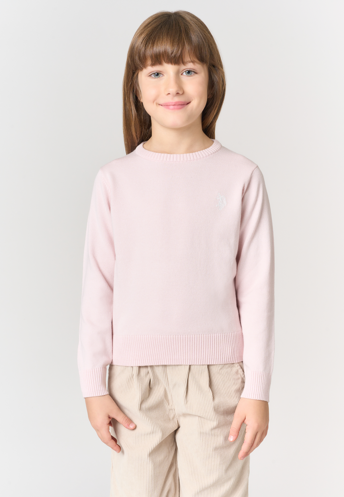 Maglia girocollo in misto cotone con logo ricamato