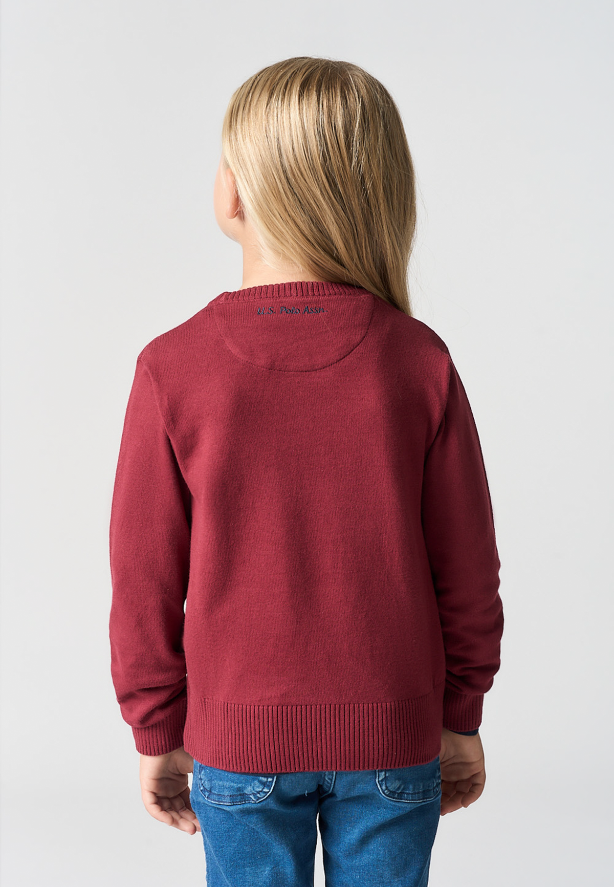 Maglia girocollo in misto cotone con logo ricamato