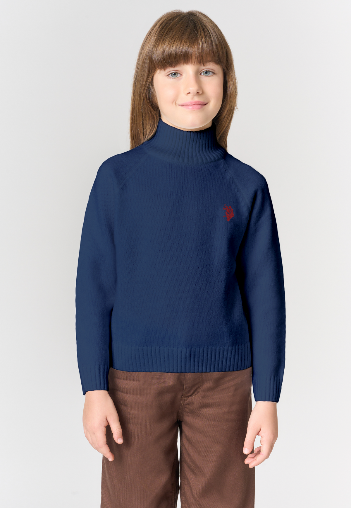 Maglia dolcevita con maniche raglan e logo ricamato