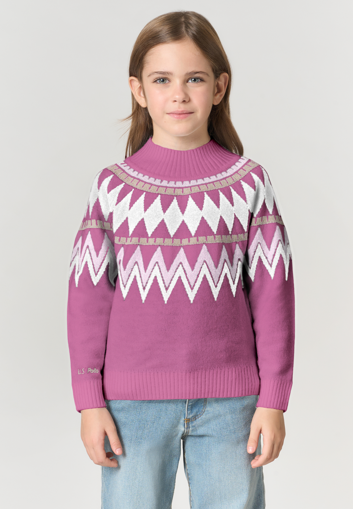 Maglione a collo alto con motivo geometrico