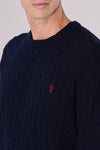 Maglia girocollo a treccia misto lana merino riciclata