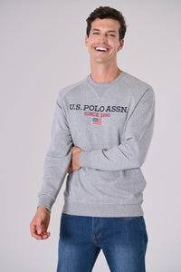 Felpa girocollo in cotone con ricamo U.S. Polo Assn.