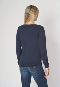 Maglia scollo a V cotone e cashmere
