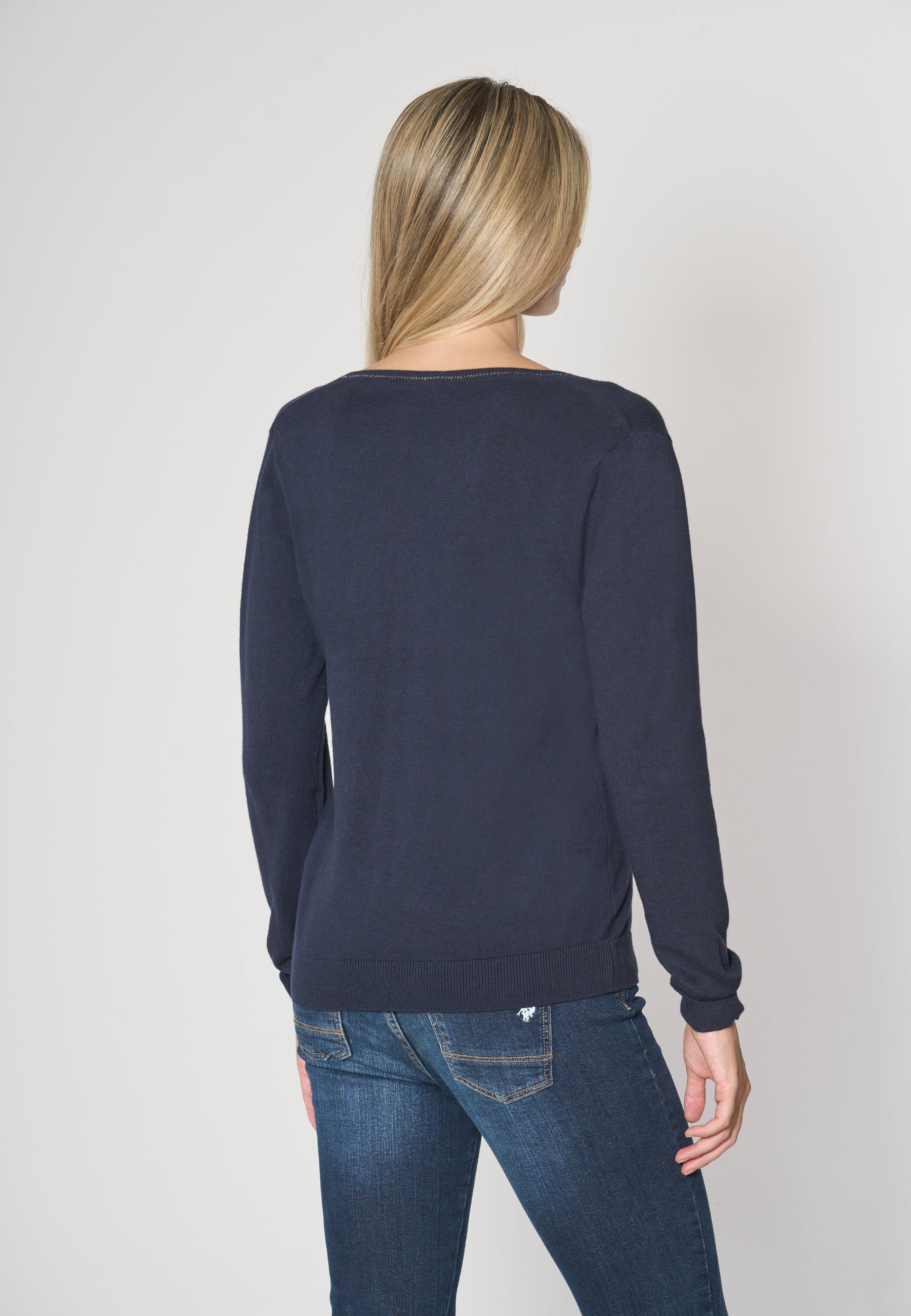 Maglia scollo a V cotone e cashmere