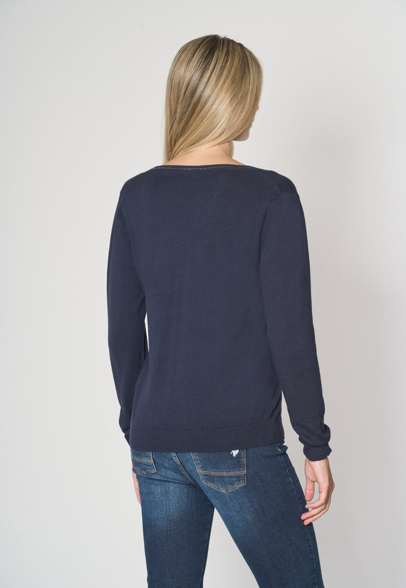 Maglia scollo a V cotone e cashmere