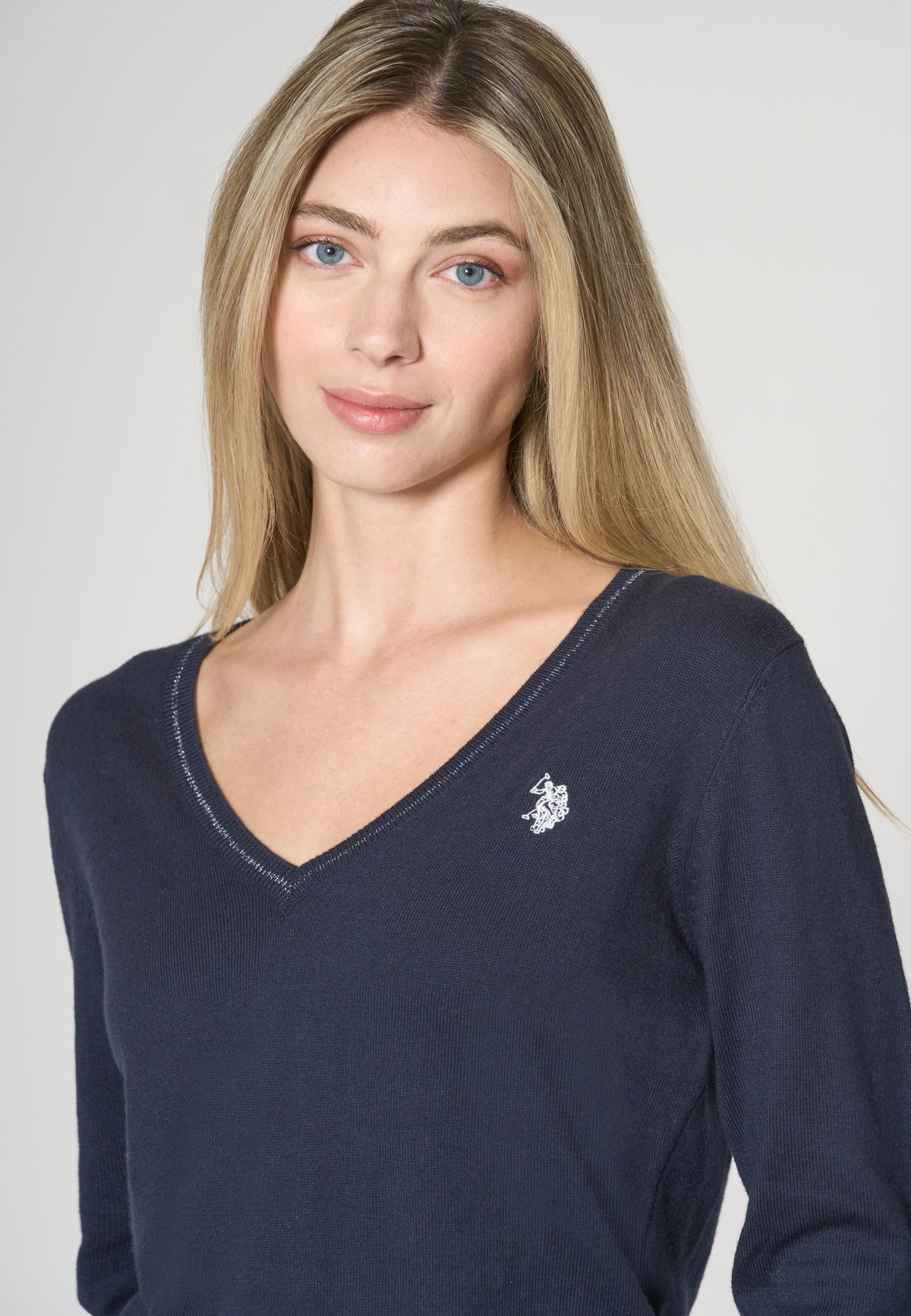 Maglia scollo a V cotone e cashmere