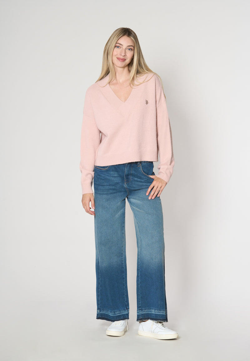 Maglia scollo a V over con logo