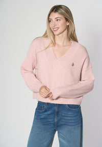 Maglia scollo a V over con logo