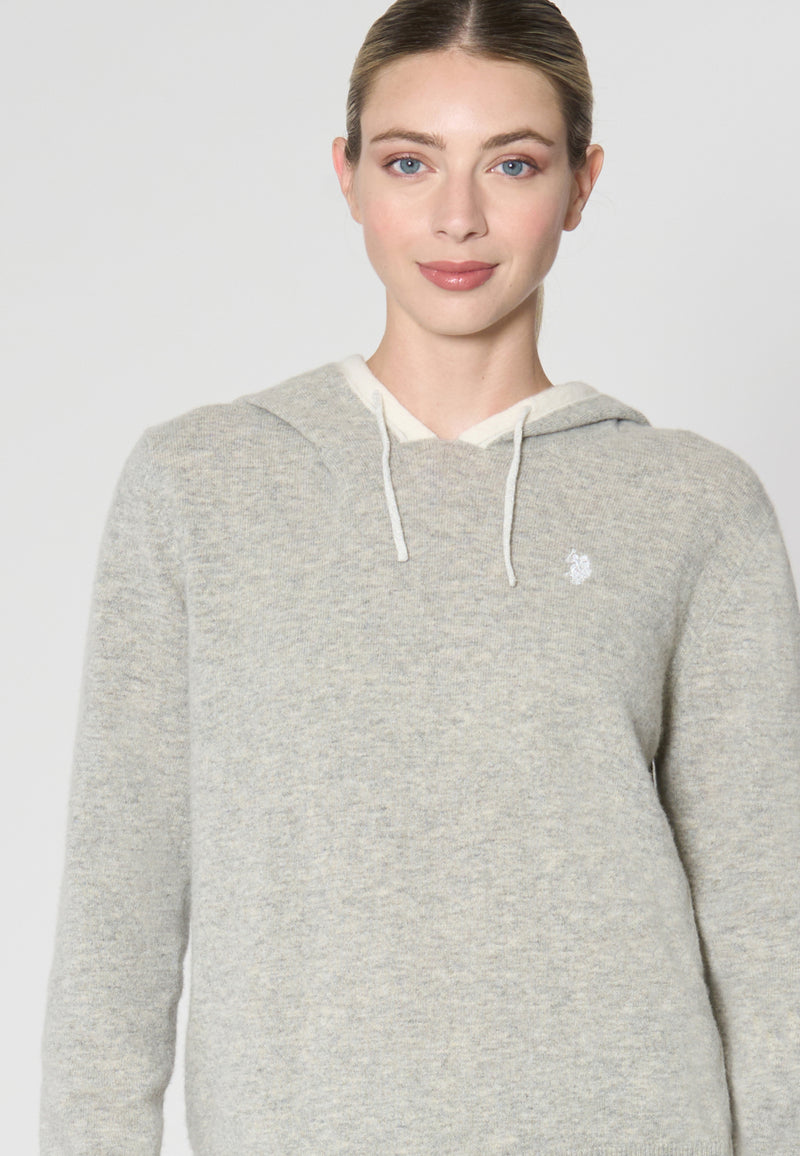 Maglia con cappuccio misto lana merino riciclata