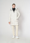 Piumino midi con cappuccio in shiny nylon