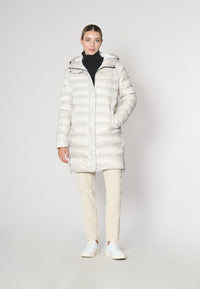 Piumino midi con cappuccio in shiny nylon