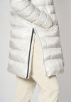 Piumino midi con cappuccio in shiny nylon
