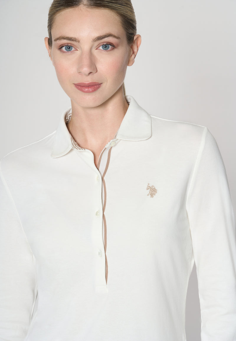 Polo a maniche lunghe micro piquet stretch