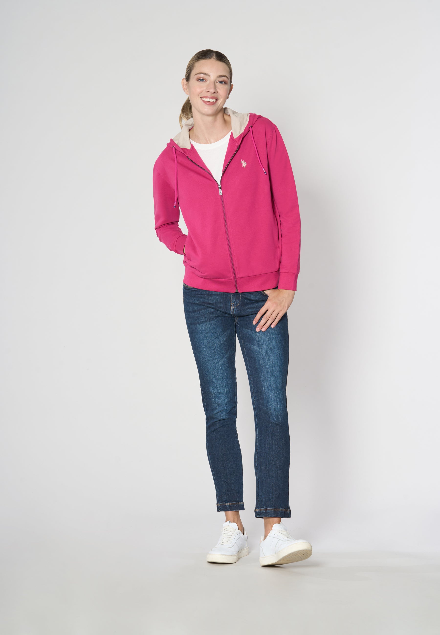 Felpa con cappuccio e chiusura zip