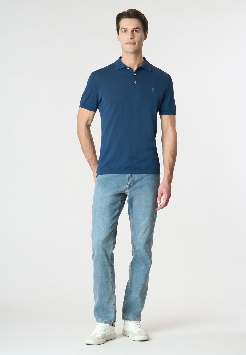 Polo a maniche corte in cotone crepe