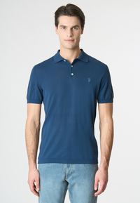 Polo a maniche corte in cotone crepe