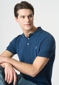 Polo a maniche corte in cotone crepe