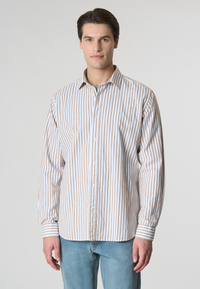 Camicia in misto cotone e lino con logo