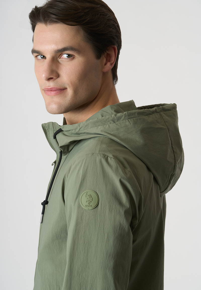 Giacca misto cotone stretch full zip con cappuccio
